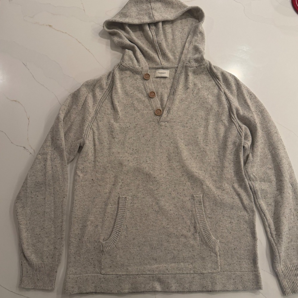 7 Diamonds Mens Shasta Knit Hoodie Pullover Sweater Button Neck‎ Gray Size L